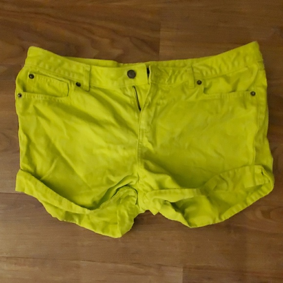 Neon Green Denim Shorts - Picture 1 of 4